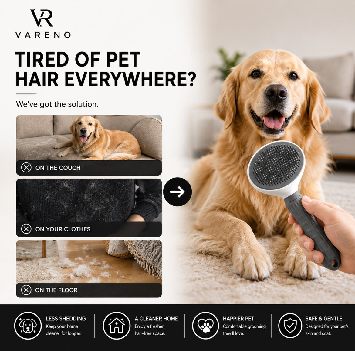 One-Click Pet Grooming Brush